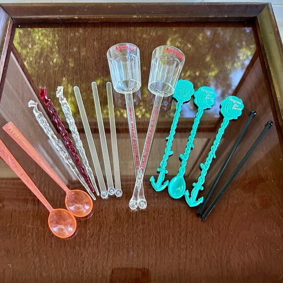 Vintage Cocktail Swizzle Sticks Lot – Antique Bourbon, Seagram’s 7, Barware - Picture 5 of 8